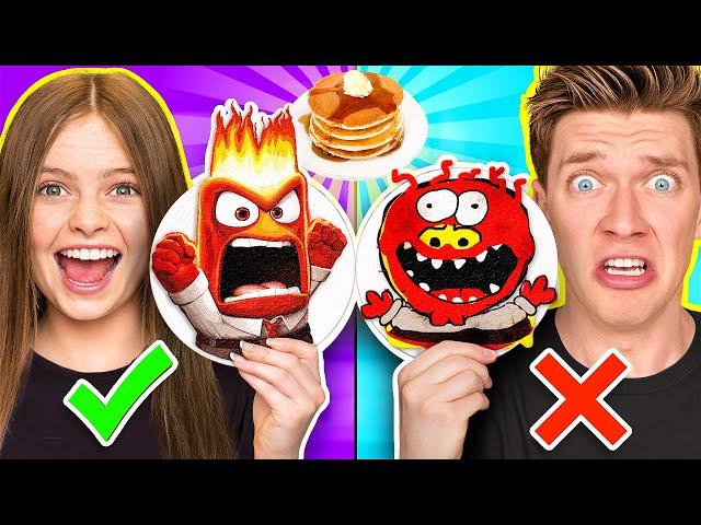 PANCAKE ART CHALLENGE!! ft. Jordan Matter & ZHC | How To Make Inside Out 2 vs Despicable Me Minion