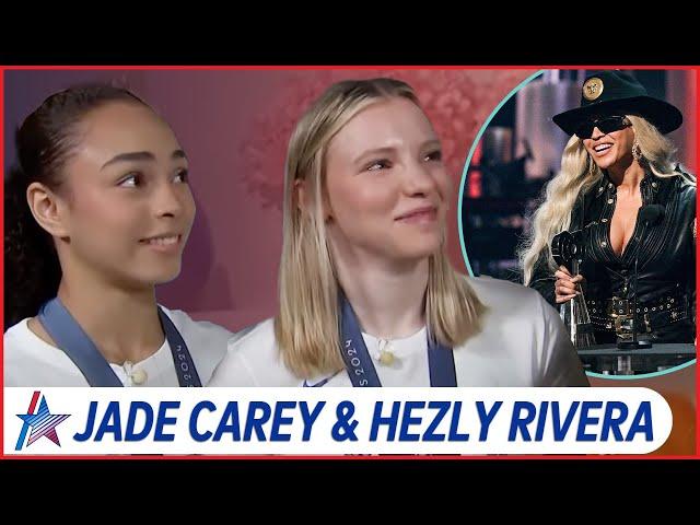 Jade Carey & Hezly Rivera React to Beyoncé Joining Olympics Gymnastics Video