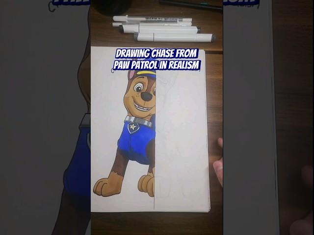 Drawing Chase from Paw Patrol in Realism!!! #pawpatrol #art #shorts