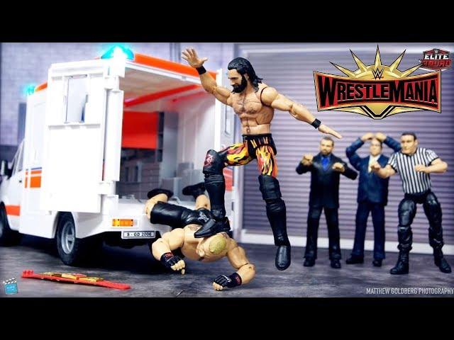 WWE AMBULANCE ACTION FIGURE MATCH | SETH ROLLINS VS BROCK LESNAR WRESTLEMANIA