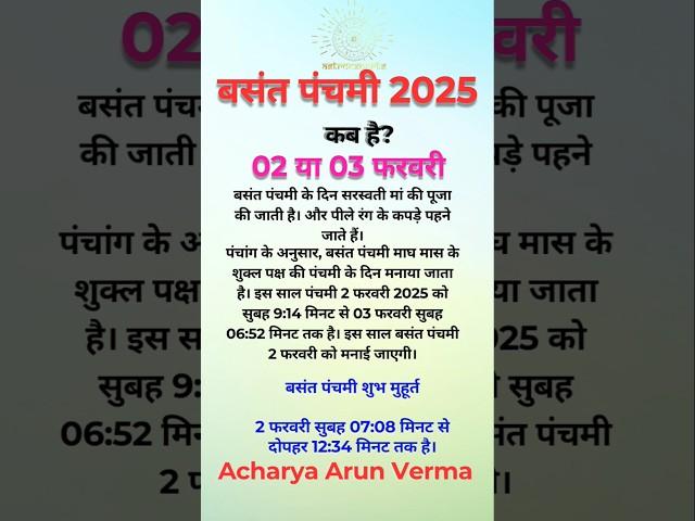 बसंत पंचमी 2025 कब: Basant Panchami 2025 Date | Saraswati Puja 2025 Date Time | Basant Panchami 2025