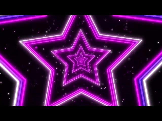 Pink and Purple Shining Stars Neon Lights Tunnel | 4k abstract background screensaver with particles