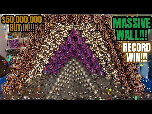 WORLD’S LARGEST POKER CHIP WALL CRASH! HIGH RISK COIN PUSHER, $50,000,000.00 BUY IN! (RECORD WIN)