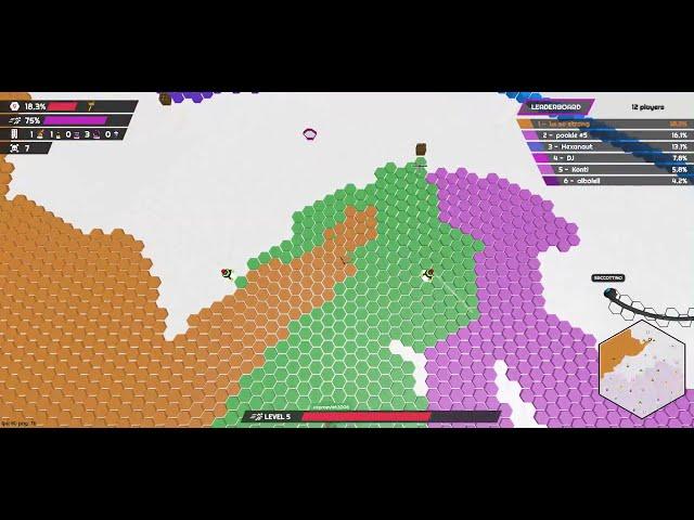 Hexanaut io: Map captured 100 percent win.