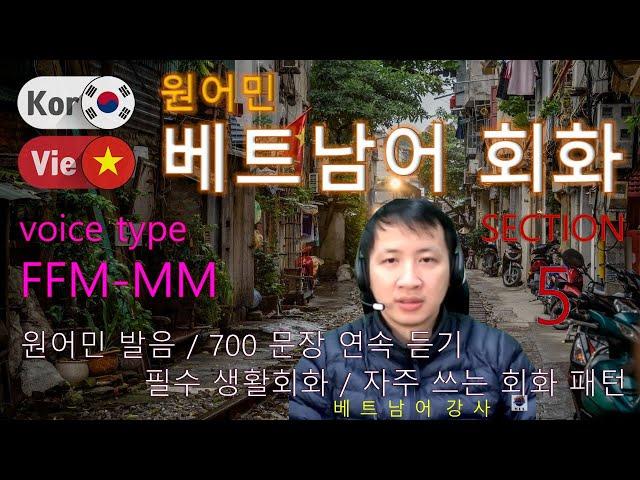 베트남어 회화 [Section 5] Type FFM-MM / 원어민 발음 / 짧고 쉬운 베트남어 200문장 연속 듣기