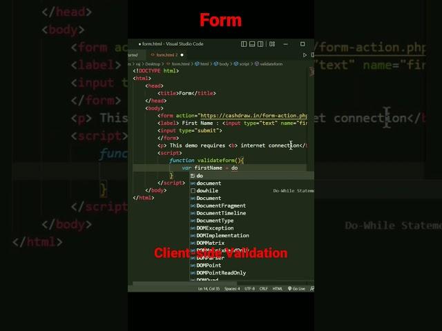 form validation | form validation javascript | javascript form submit | js forms #shorts #ytshorts