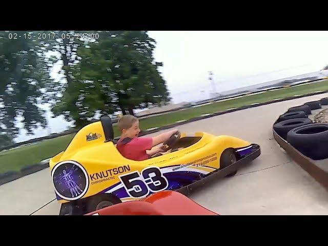 Go Kart Crash on Headcam footage in Slow Motion(Palmer's Family Fun)