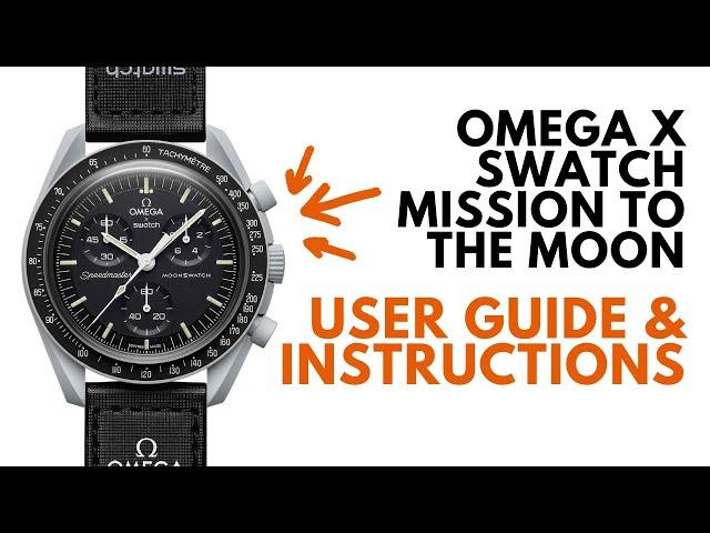 Swatch Omega Moonwatch User Guide & Instructions | Use and Reset Chronograph, Set Time, Tachymeter