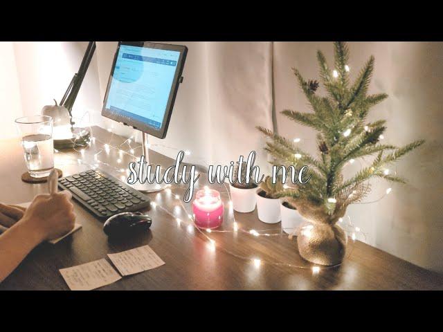 late night Christmas study with me | real-time,1 hour, Christmas piano music fire crackling, 스터디윗미