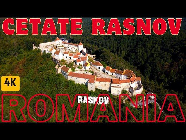 4K aerial footage of Rasnov Citadel, Brasov County, Romania