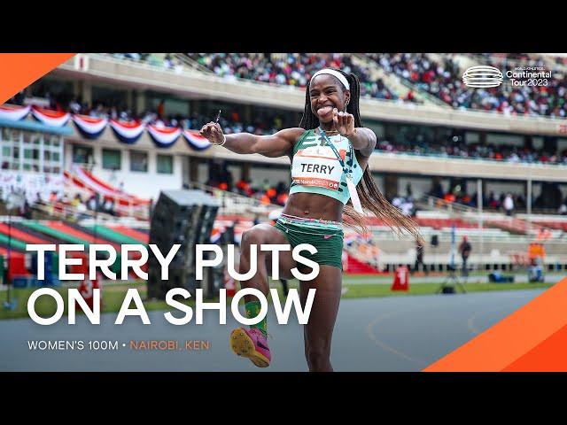 Terry storms to the win in the women's 100m | Continental Tour Gold 2023