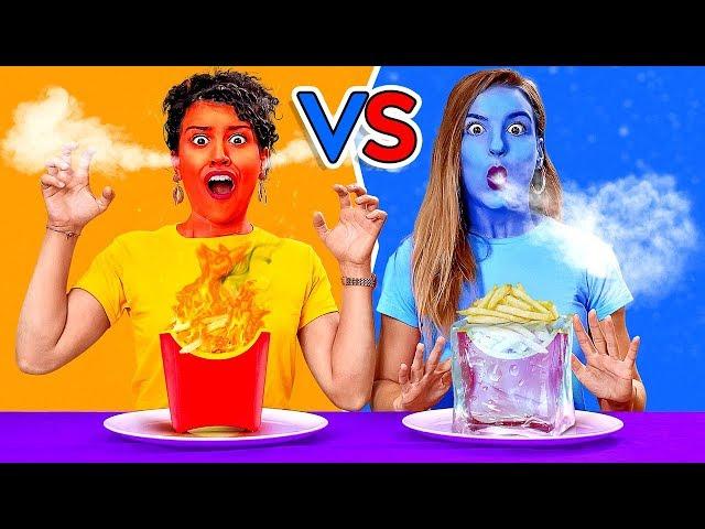 MANGER DES ALIMENTS CHAUDS vs DES ALIMENTS FROIDS PENDANT 24H ! Amusez-Vous avec 123 GO! CHALLENGE