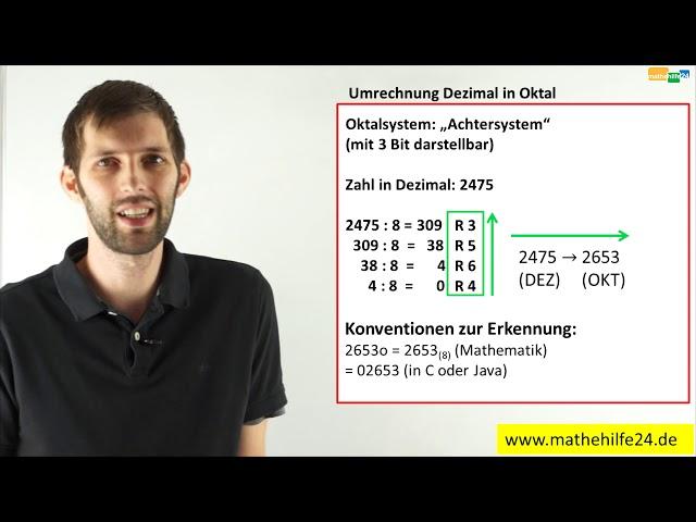 Umrechnung: Dezimal in Oktalsystem umrechnen | Mathematik