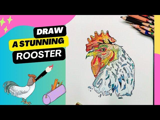 Easy Rooster Drawing| Stunning Art | Multiple colours | Art Therapy | Day 37