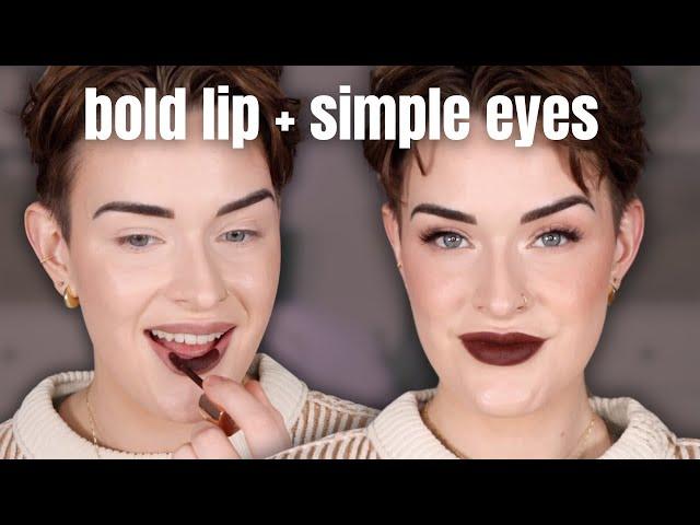 Bold Lip Makeup Look | Glowy Skin & Simple Eye Makeup