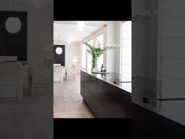  Black Steel Kitchen Island with hidden kitchen all in oak. #kök #kitchendesign #multiform