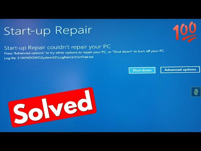 Fix Windows 10 startup repair couldn't repair your pc log file srt srttrail.txt