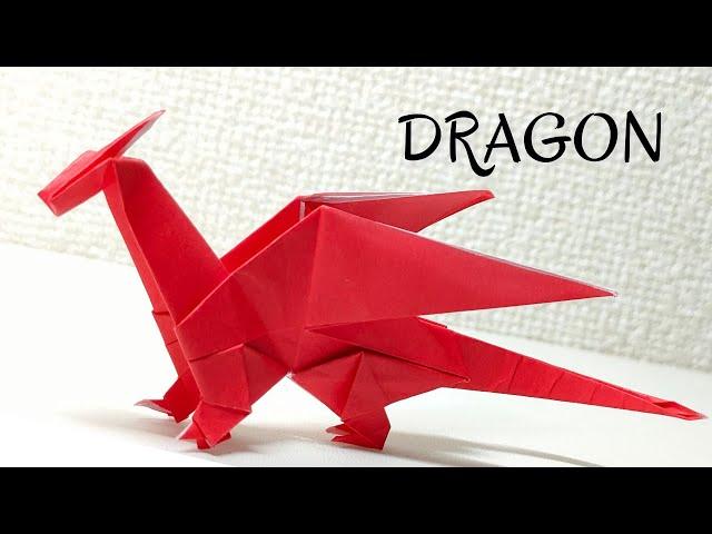 ORIGAMI DRAGON How to make the Dragon with 1 piece of origami paper. cool simple easy tutorial Ver.6