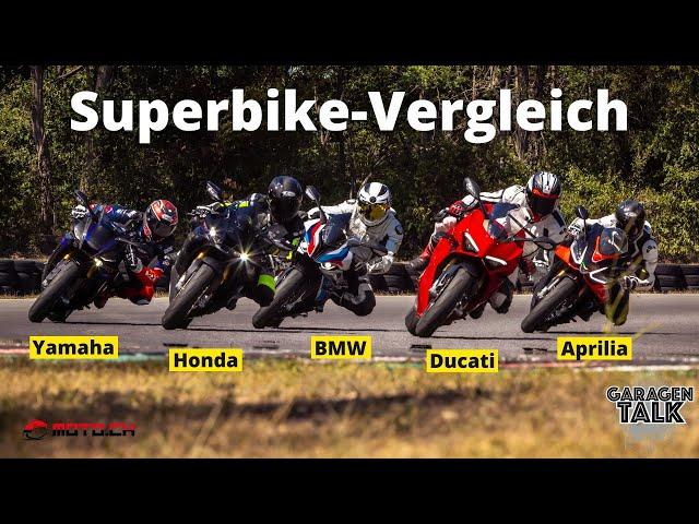 Superbike-Vergleich 2022 - Aprilia, BMW, Ducati, Honda und Yamaha im Test auf der Rennstrecke