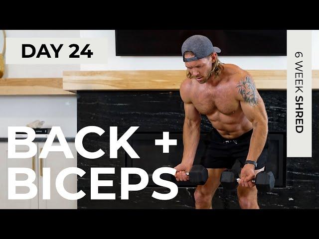 Day 24: 40 Min TOUGH BACK & BICEPS [Dumbbell Pull Workout] // 6WS1