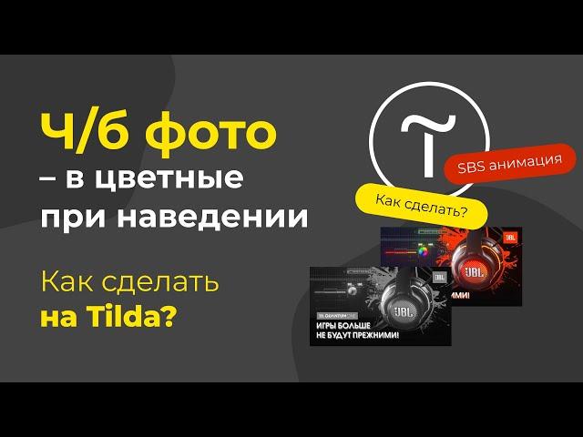 Как сделать ч/б фото цветным при наведении в Zero Block тильда? Простая пошаговая анимация в Tilda.