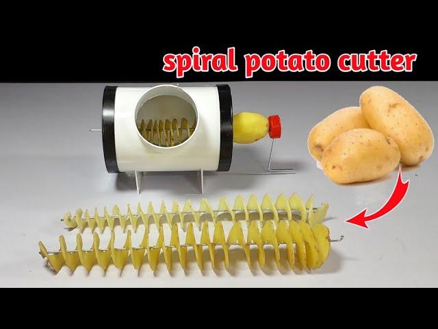 How to make a powerful spiral potato cutter machine using pvc old pipe at home |spiral potato slicer