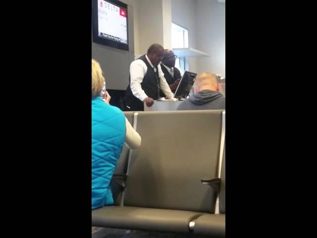 Delta Airlines gate agents having "church"