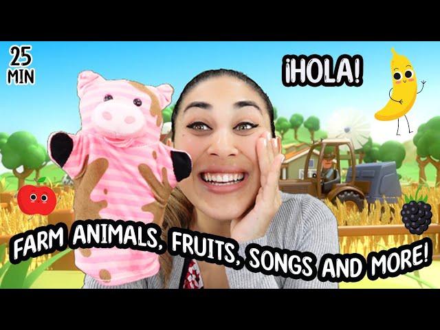 Fruits, Farm Animal Songs and more! All in Spanish with Miss Nenna the Engineer | Spanish For Minis