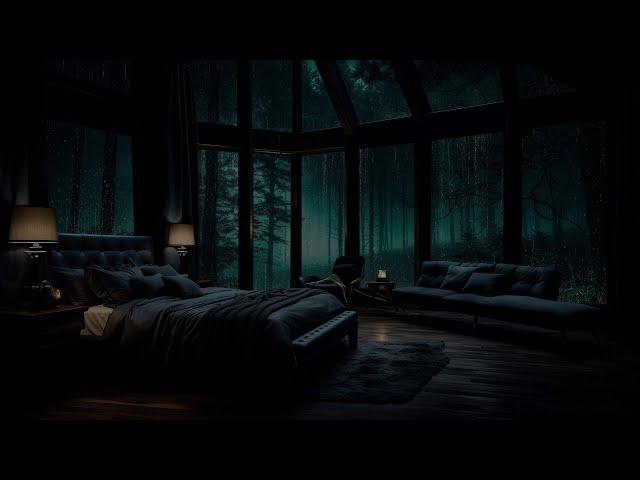 Rainy Forest Bedroom Ambience  Cozy Cabin Rain Sounds for Sleep and Relaxation