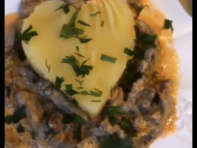 Мясо по строгановски из говядины классический рецепт  #Shorts
