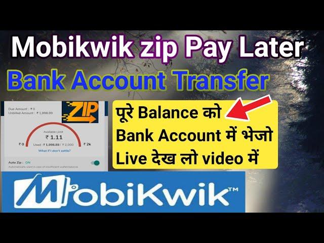 Mobikwik Zip Pay Later Bank Account Transfer Live Proof देख लो यकीन हो जायेगा 