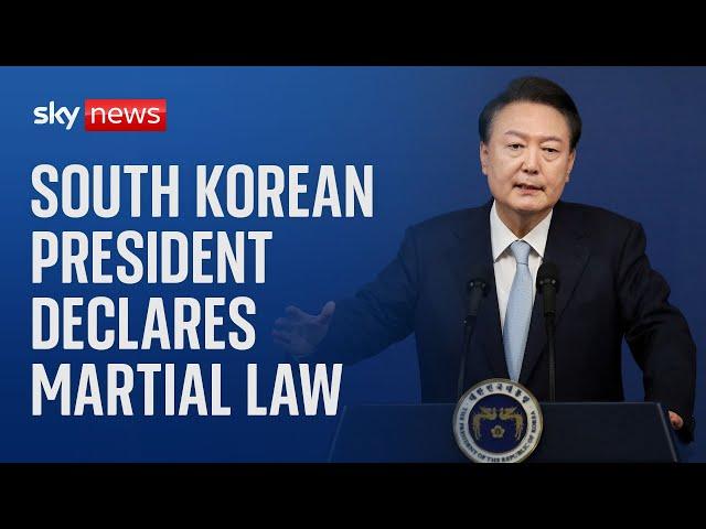 South Korean President Yoon Suk Yeol declares state of martial law