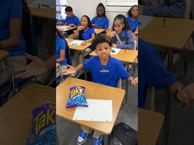 Kids get caught eating takis in class and teacher throws them away #shorts