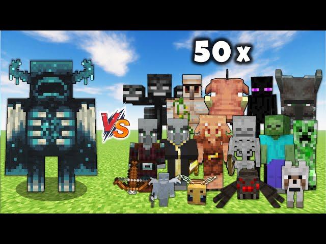 Warden vs Every Minecraft Mob in Minecraft x50 - Bulky Warden vs Mobs 1v50