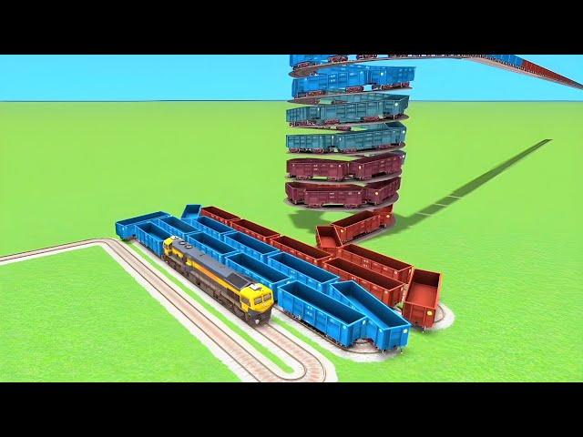 TRAIN CROSSING⭕️SPRING ROLLING TRACKS AND UTRUN TRACKS RAILROAD RAILWORK BEANG DRIVE