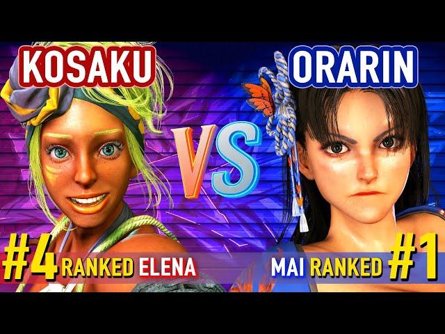 SF6 ▰ KOSAKU (#4 Ranked Elena) vs ORARIN (#1 Ranked Mai) ▰ High Level Gameplay
