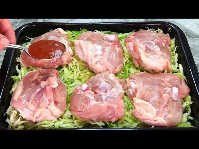 I've never eaten such delicious chicken with cabbage! A simple recipe for dinner in the oven