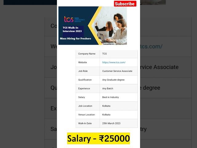 TCS job for all graduates| Good salary|Apply now #tcs #tcsjobs #job #jobs #shortsfeed #work #career