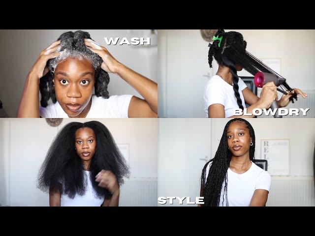 MY NATURAL HAIR PROTECTIVE STYLE PREP ROUTINE! (WASH, PREP + BLOWOUT)