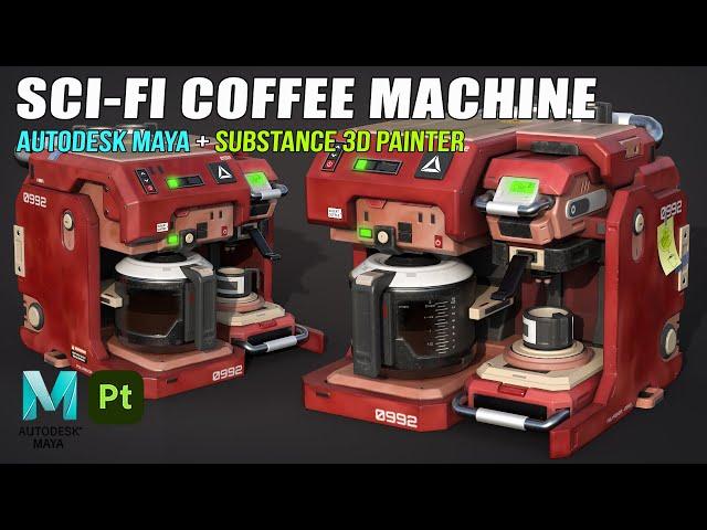 Sci-Fi Coffee Machine | Autodesk Maya + Substance 3D Painter