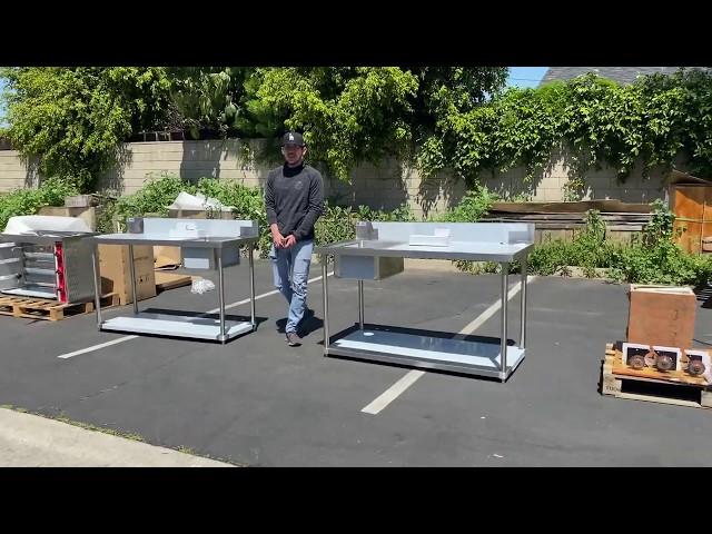 Stainless steel table with sink  Work Table with Sink on Left 24x48 w Faucet 30 24 60 72