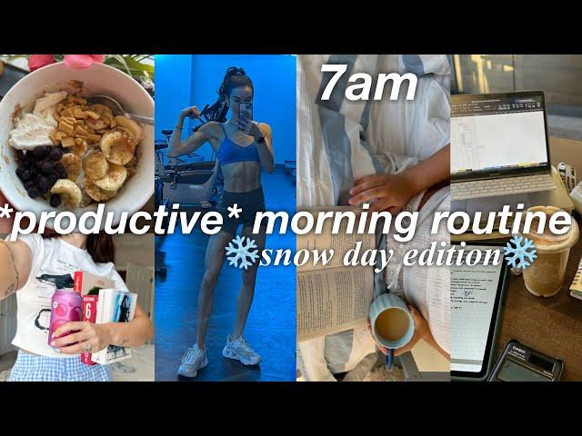 my 7am *productive* morning routine | working out, coffee, studying ~ SNOW DAY @ UNC