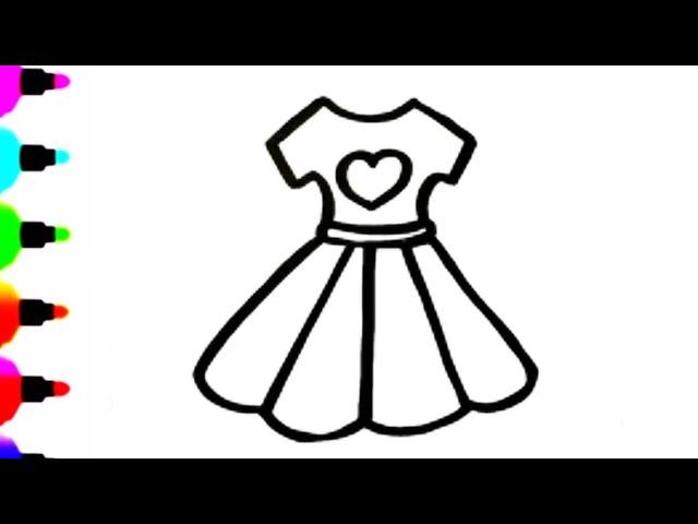 How to Draw a Frock | Drawing for beginners - Step by step | @Leena Drawings