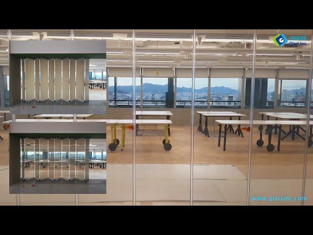 GS타워 대회의실 'A' Zone에 설치한 Switchable Glass, 매직글라스, 미라클글라스, PDLC 프레임리스 폴딩도어 (주)글라트