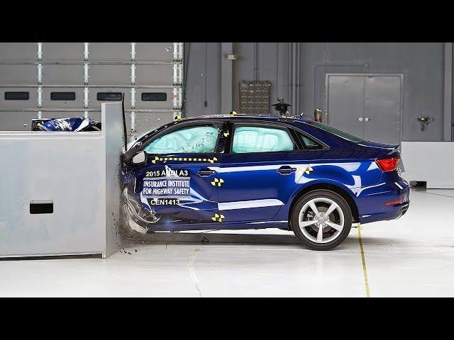 2015 Audi A3 driver-side small overlap IIHS crash test