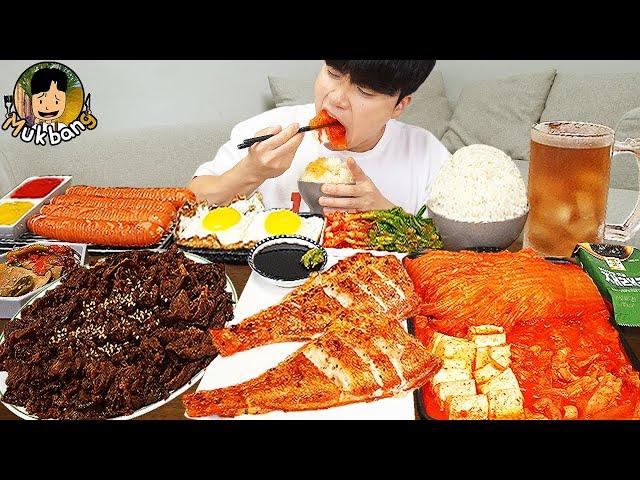 ASMR MUKBANG | kimchi jjigae, bibimbap, Grilled Fish Korean home meal recipe ! eating