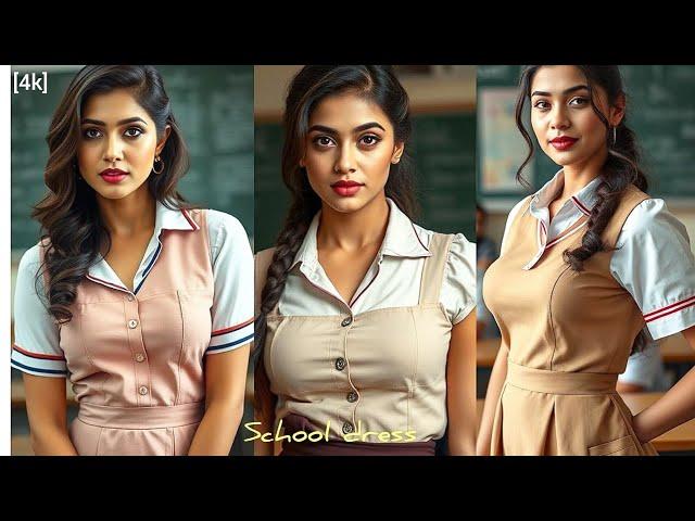 [4k] Indian Girl school dress Lookbook- charming and graceful model- class room view #school #ai#art