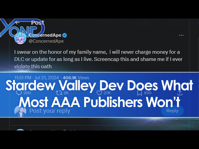 Internet celebrate Stardew Valley dev for saying and doing what most AAA publishers won't