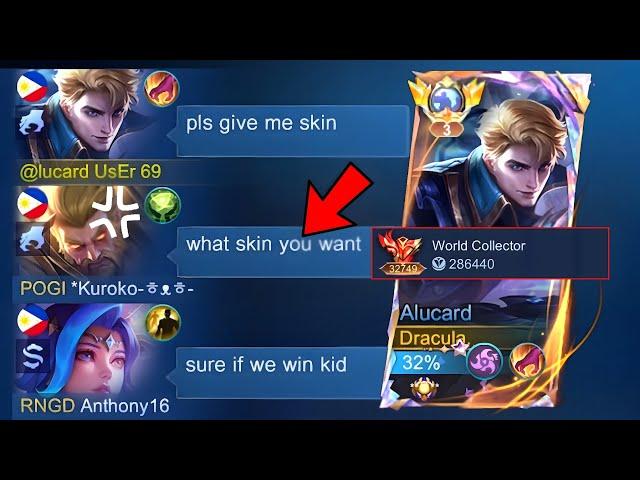 ALUCARD "NO SKIN" BUT WORLD COLLECTOR PRANK IN MCL!! - Mobile Legends