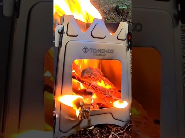 Tomshoo Titanium woodstove fire Coffee in the woods  #fire #bushcraft #asmr #shorts #relaxing